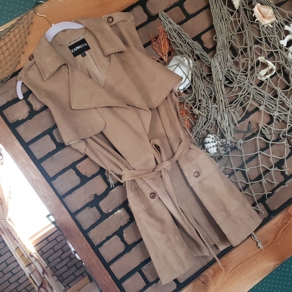 𝅺express leather vest size S /p - Picture 2 of 11